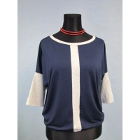 Bluzka Blanka granatowa z białymi perłowymi wstawkami